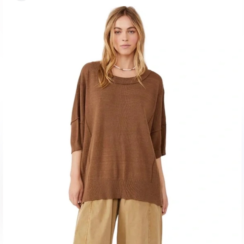COPY - NWT FREE PEOPLE Wfh Sweater Tee In Mushroom XS
